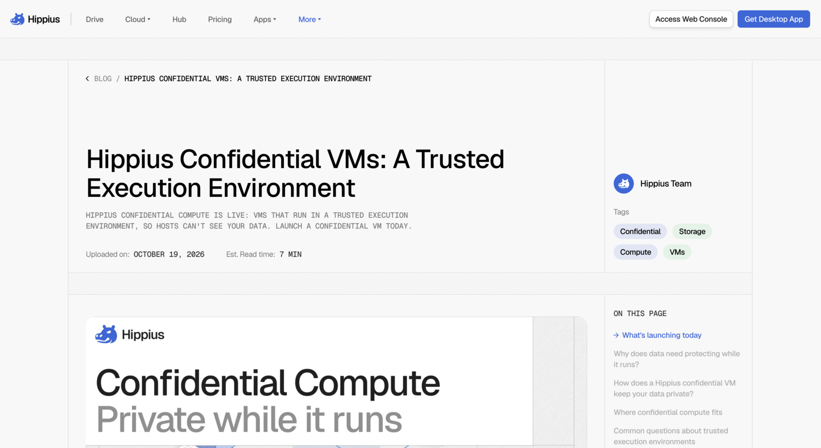 L'annonce de Hippius Confidential Compute : des machines virtuelles dont les données restent privées pendant leur exécution.